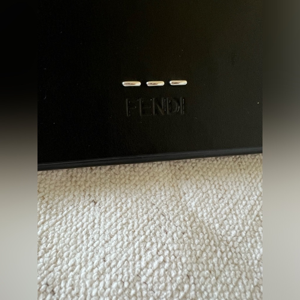 FENDI Black Leather Sunglasses Case & Original Cleaning Cloth with Logo.